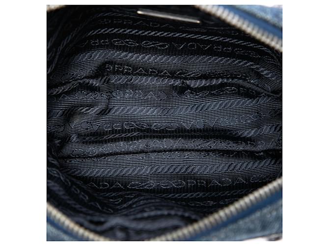 Borsa Camera Prada Mini in Denim Blu con Borchie Bijoux - vista 4