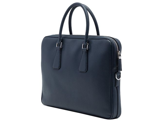 Borsa business Prada Saffiano blu - vista 2