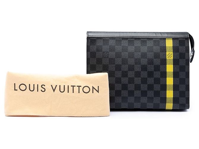 Borsa a pochette Louis Vuitton Damier Graphite Stripe Pochette Voyage MM nera Nero - vista 7