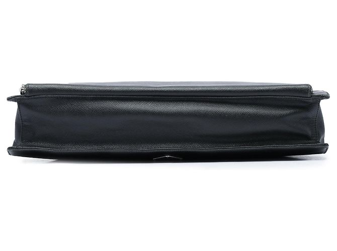 Borsa business Prada in pelle Saffiano nera con tasca frontale con zip Nero - vista 3