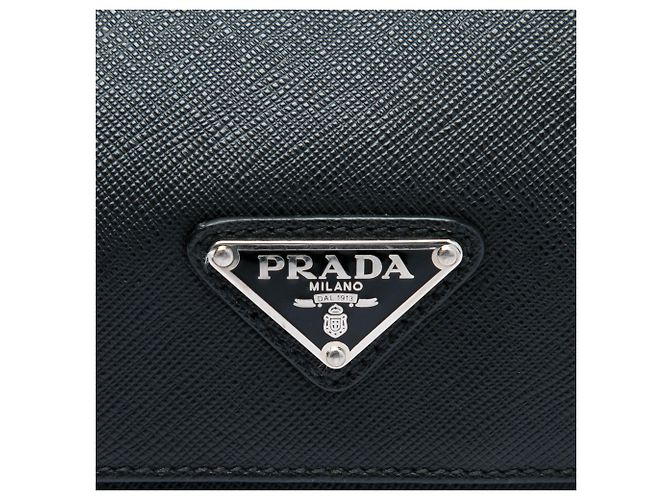 Borsa business Prada in pelle Saffiano nera con tasca frontale con zip Nero - vista 5