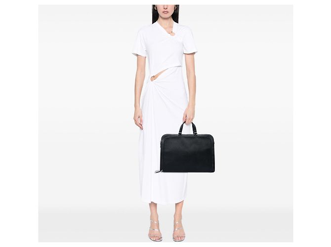 Borsa business Prada in pelle Saffiano nera con tasca frontale con zip Nero - vista 6
