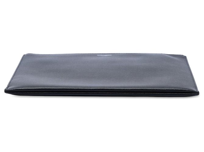Clutch con zip Saint Laurent Grain De Poudre nera Nero - vista 3