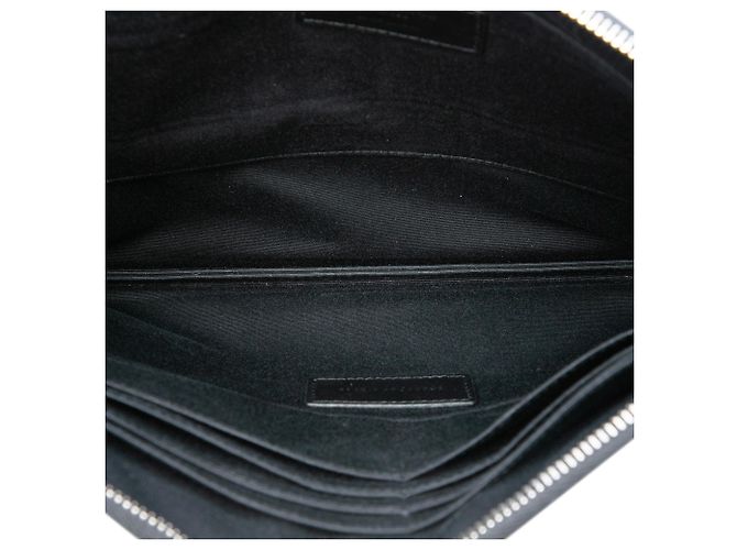 Clutch con zip Saint Laurent Grain De Poudre nera Nero - vista 4