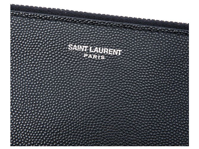 Clutch con zip Saint Laurent Grain De Poudre nera Nero - vista 5