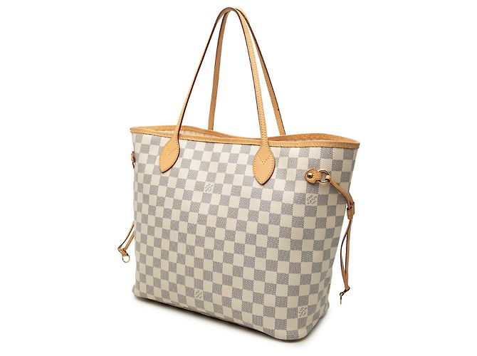 Borsa Tote Louis Vuitton Neverfull MM Damier Azur Bianca Bianco - vista 2