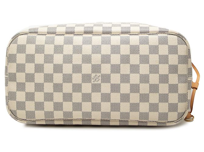 Borsa Tote Louis Vuitton Neverfull MM Damier Azur Bianca Bianco - vista 3