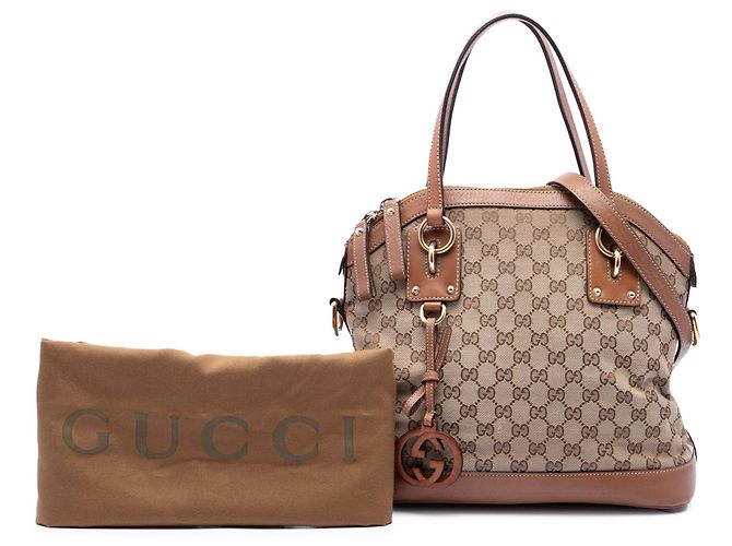 Borsa Satchel Dome Medium GG Canvas con charm Gucci Beige - vista 7