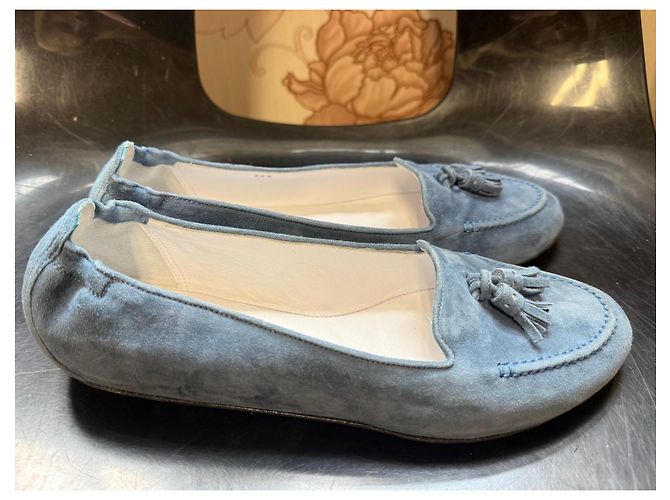 Autre Marque Truman's Mocassini in camoscio blu con nappe - vista 4