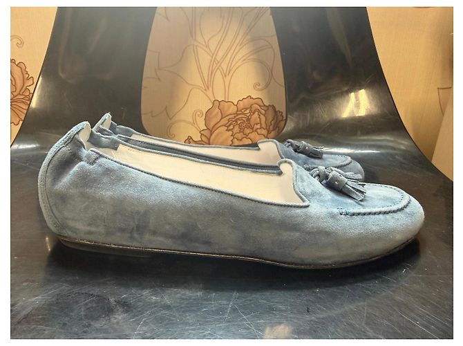 Autre Marque Truman's Mocassini in camoscio blu con nappe - vista 5