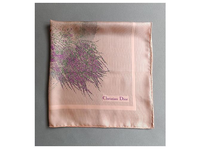 Foulard in seta Christian Dior Floreale Rosa Beige Verde Arancione Porpora - vista 2