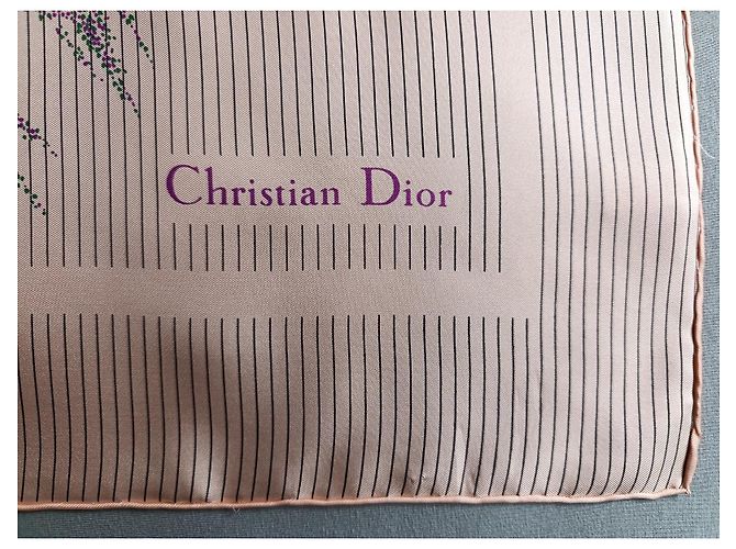Foulard in seta Christian Dior Floreale Rosa Beige Verde Arancione Porpora - vista 6