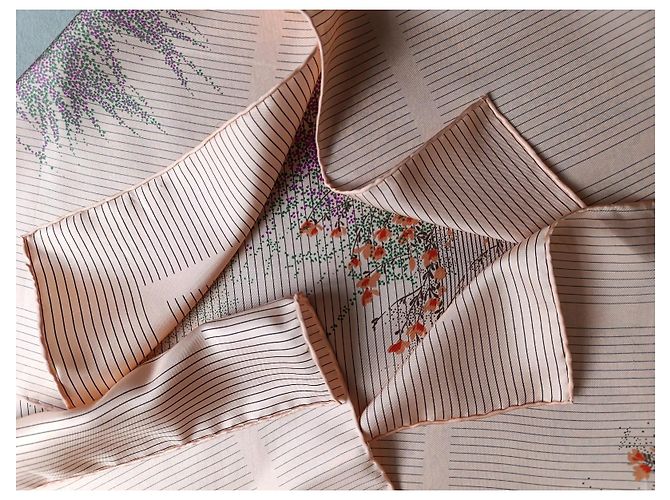 Foulard in seta Christian Dior Floreale Rosa Beige Verde Arancione Porpora - vista 7