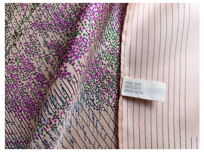 Foulard in seta Christian Dior Floreale Rosa Beige Verde Arancione Porpora - vista 8