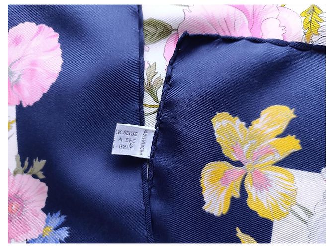 Foulard in seta Christian Dior Rosa Bianco Blu Verde Giallo - vista 6