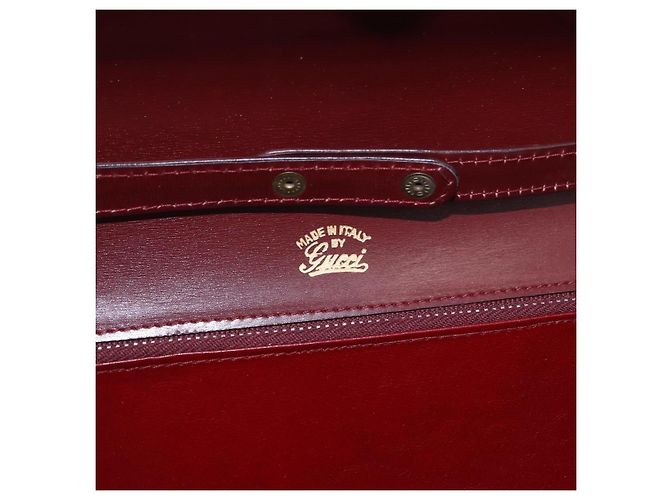 GUCCI Shoulder Bag Leather Bordeaux Gold - vista 20