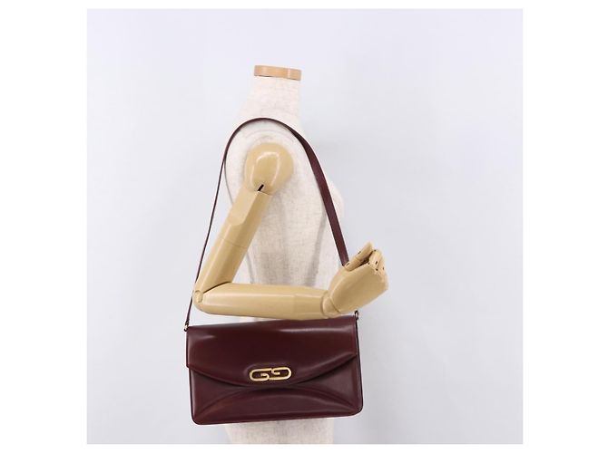 GUCCI Shoulder Bag Leather Bordeaux Gold - vista 28
