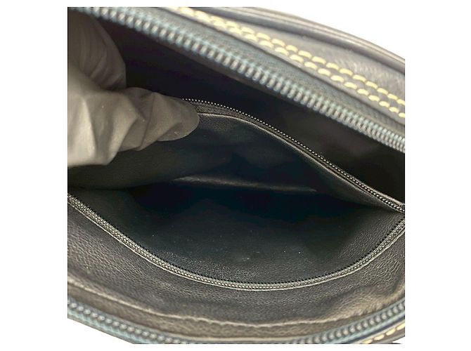 Sac à épaule en cuir Yves Saint Laurent Bleu Bleu Marine - vue 10