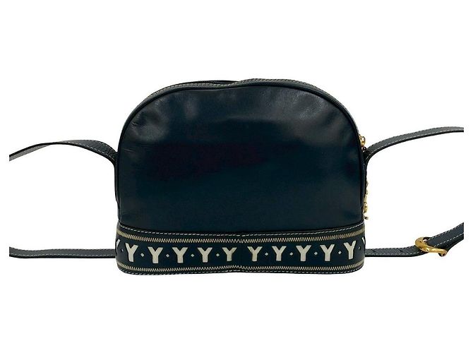 Sac à épaule en cuir Yves Saint Laurent Bleu Bleu Marine - vue 3