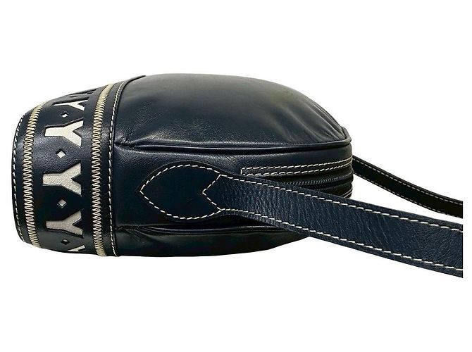 Sac à épaule en cuir Yves Saint Laurent Bleu Bleu Marine - vue 6