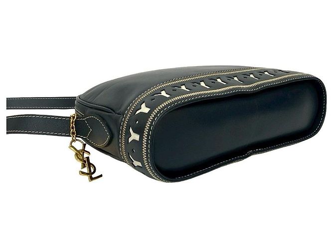 Sac à épaule en cuir Yves Saint Laurent Bleu Bleu Marine - vue 7
