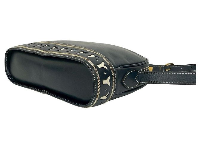 Sac à épaule en cuir Yves Saint Laurent Bleu Bleu Marine - vue 8