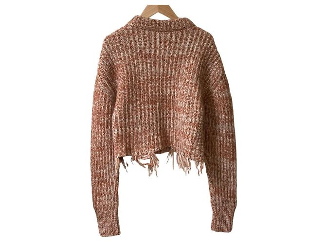 Stella Mc Cartney Stella McCartney Strickpullover aus Alpaka mit Fransen Braun Orange - Ansicht 2