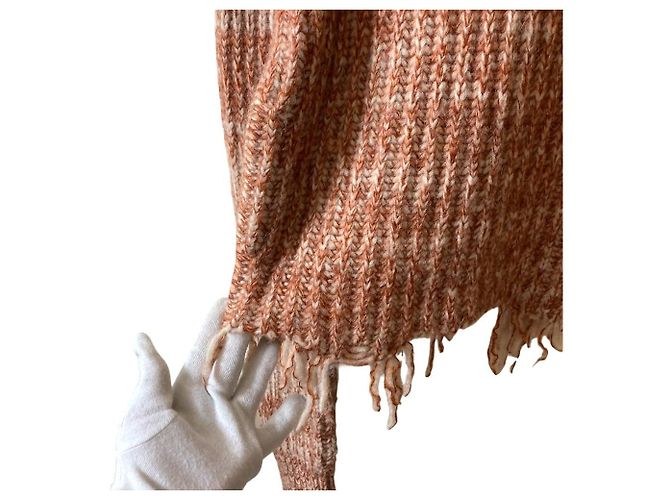 Stella Mc Cartney Stella McCartney Strickpullover aus Alpaka mit Fransen Braun Orange - Ansicht 4