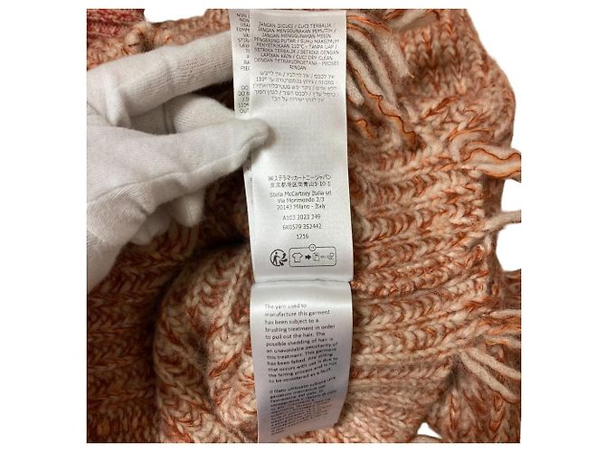 Stella Mc Cartney Stella McCartney Strickpullover aus Alpaka mit Fransen Braun Orange - Ansicht 7