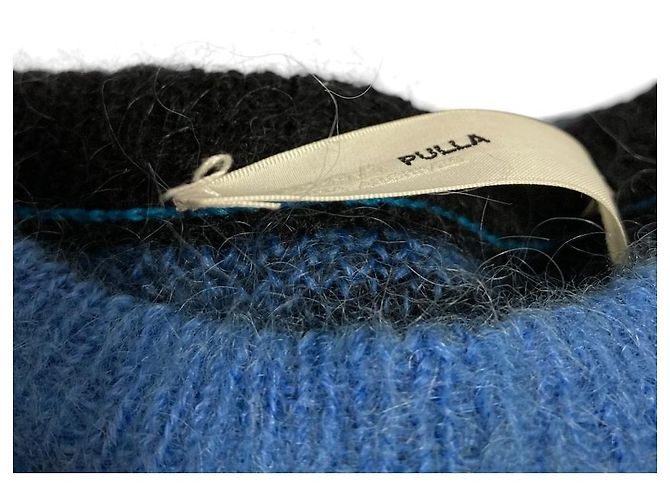 Autre Marque TOGA PULLA Wollstrick-Pullover Blau - Ansicht 7