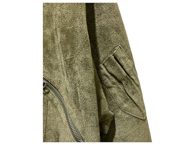 Autre Marque Chaqueta de cuero gamuza Sisii Verde - vista 4