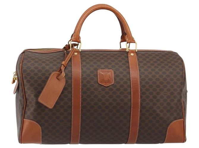 Céline CELINE Macadam Canvas Boston Bag PVC Leder Braun Gold - Ansicht 13