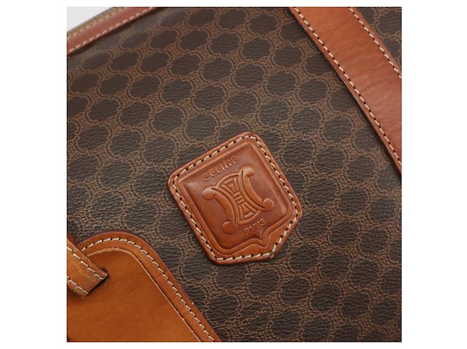 Céline CELINE Macadam Canvas Boston Bag PVC Leder Braun Gold - Ansicht 18