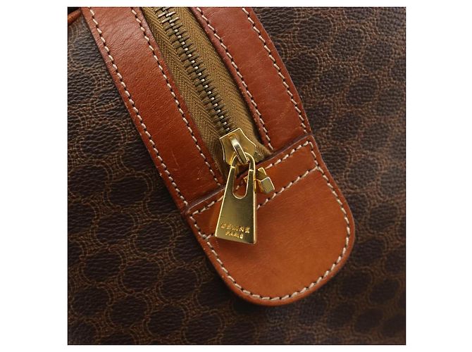 Céline CELINE Macadam Canvas Boston Bag PVC Leder Braun Gold - Ansicht 19
