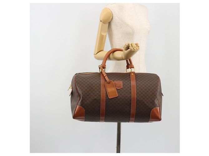 Céline CELINE Macadam Canvas Boston Bag PVC Leder Braun Gold - Ansicht 24