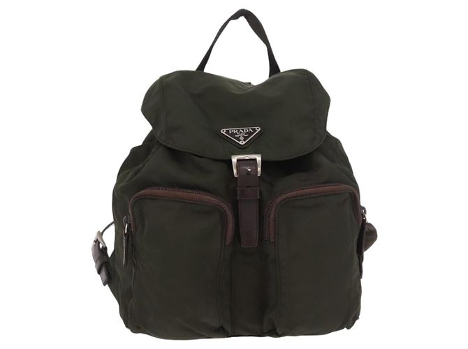 PRADA Sac à dos Nylon Khaki Silver - vue 13