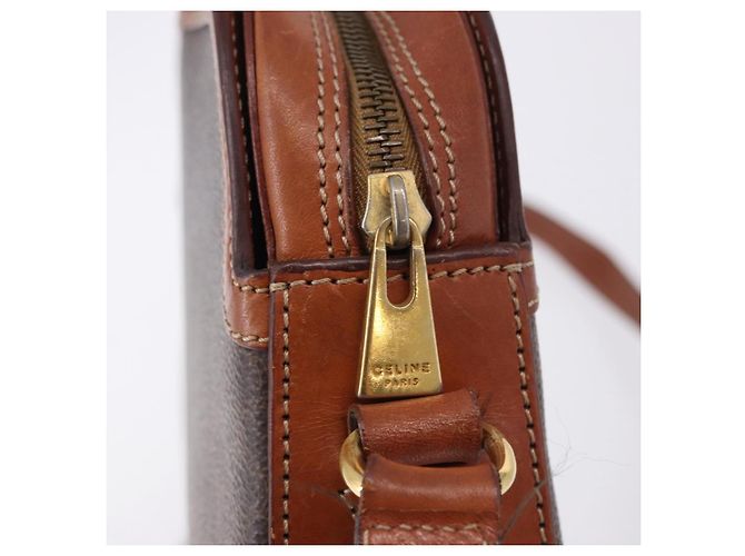 Céline CELINE Macadam Canvas Shoulder Bag PVC Leather Brown Gold - vista 10