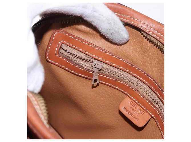 Céline CELINE Macadam Canvas Shoulder Bag PVC Leather Brown Gold - vista 20