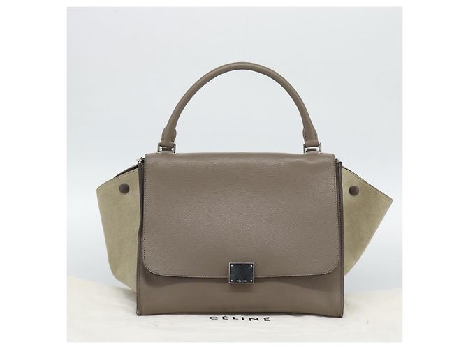 Céline CELINE Trapeze Hand Bag Leather 2way Gray Silver - vista 12