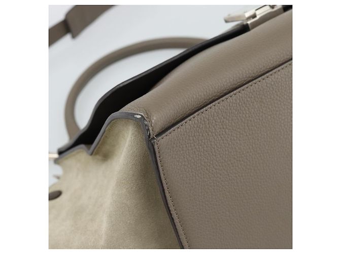Céline CELINE Trapeze Hand Bag Leather 2way Gray Silver - vista 17