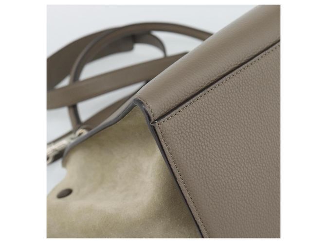 Céline CELINE Trapeze Hand Bag Leather 2way Gray Silver - vista 19