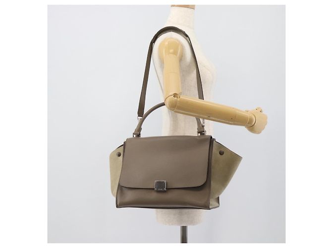 Céline CELINE Trapeze Hand Bag Leather 2way Gray Silver - vista 26
