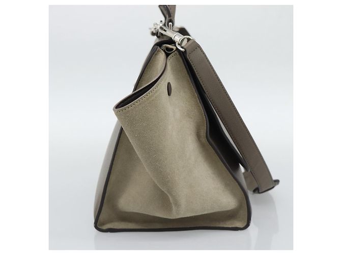 Céline CELINE Trapeze Hand Bag Leather 2way Gray Silver - vista 3