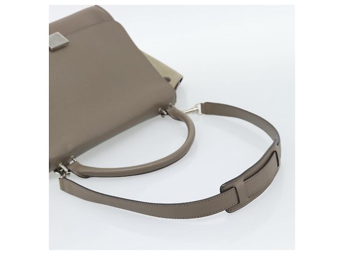 Céline CELINE Trapeze Hand Bag Leather 2way Gray Silver - vista 8