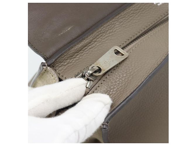Céline CELINE Trapeze Hand Bag Leather 2way Gray Silver - vista 9