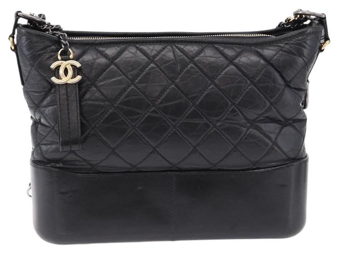 CHANEL Matelasse Gabrielle Deux Bag Lamb Skin Black Gold CC - vista 13