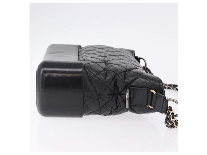 CHANEL Matelasse Gabrielle Deux Bag Lamb Skin Black Gold CC - vista 3