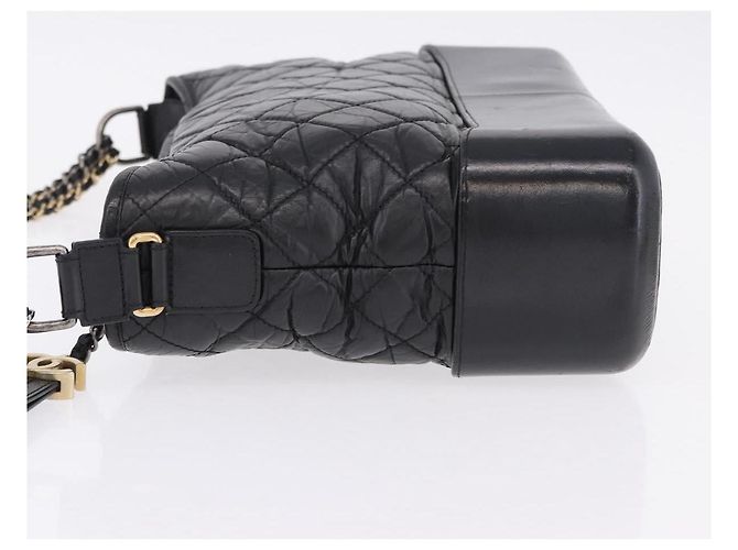 CHANEL Matelasse Gabrielle Deux Bag Lamb Skin Black Gold CC - vista 4