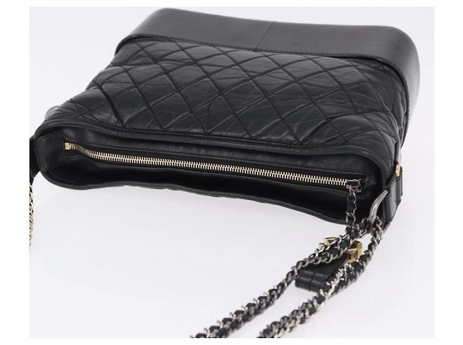 CHANEL Matelasse Gabrielle Deux Bag Lamb Skin Black Gold CC - vista 6