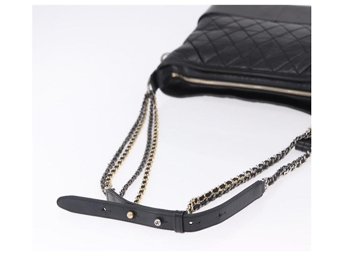 CHANEL Matelasse Gabrielle Deux Bag Lamb Skin Black Gold CC - vista 7